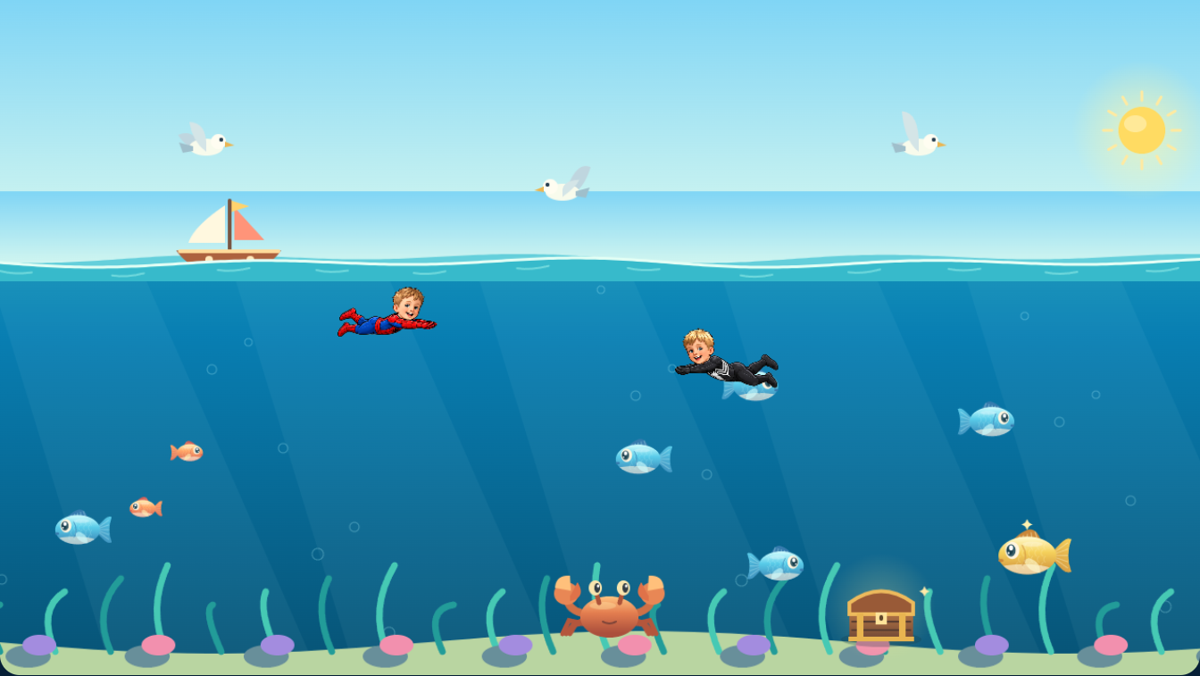 Mikel and Jonas catching fish in the ocean