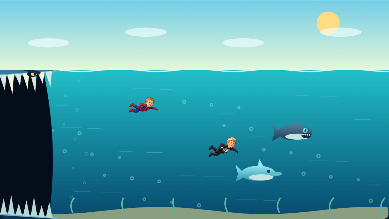 Swim away from the giant whale